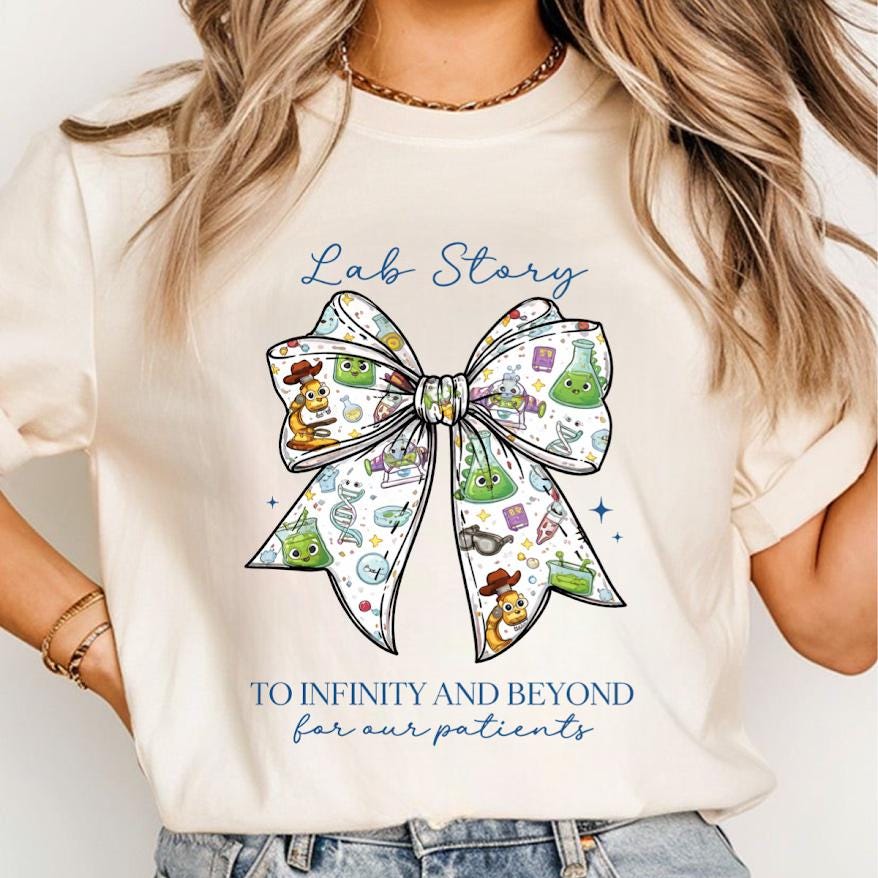 Lab Tech Bow Png, Cute Science Lab Story Design, Medical Bow Shirt PNG, Lab Technician Gift, Healthcare Worker Digital Download