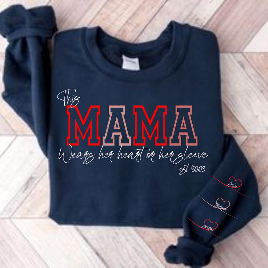 This mama wear her hearts on her sleeves Png file, Mothers day png, Mom and son, christian apparel,Digital download Png