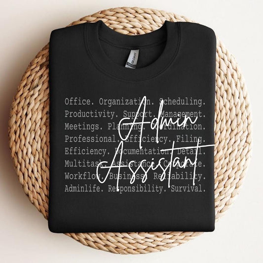Admin Assistant PNG, Sublimation Design, Digital Download, Shirt Print Work Office Quote Funny Career Graphic Gift