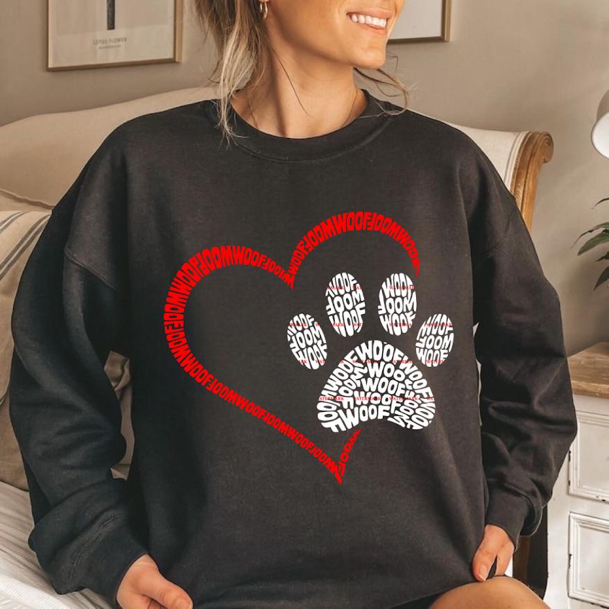 Dog Lover Png, Paw Print Heart Woof Design,Pet Lover PNG, Dog Mom Gift, Puppy Lover Shirt Design, Dog dad, Pet dog