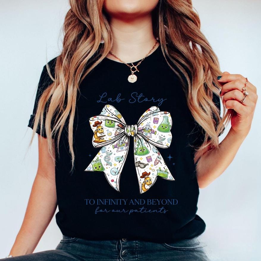 Lab Tech Bow Png, Cute Science Lab Story Design, Medical Bow Shirt PNG, Lab Technician Gift, Healthcare Worker Digital Download