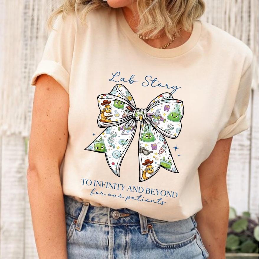 Lab Tech Bow Png, Cute Science Lab Story Design, Medical Bow Shirt PNG, Lab Technician Gift, Healthcare Worker Digital Download