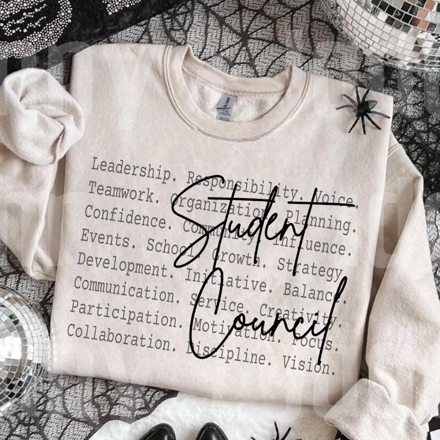 Student Council PNG Design, School Leadership Team Sublimation Graphic, Class President Shirt Digital Download Print File