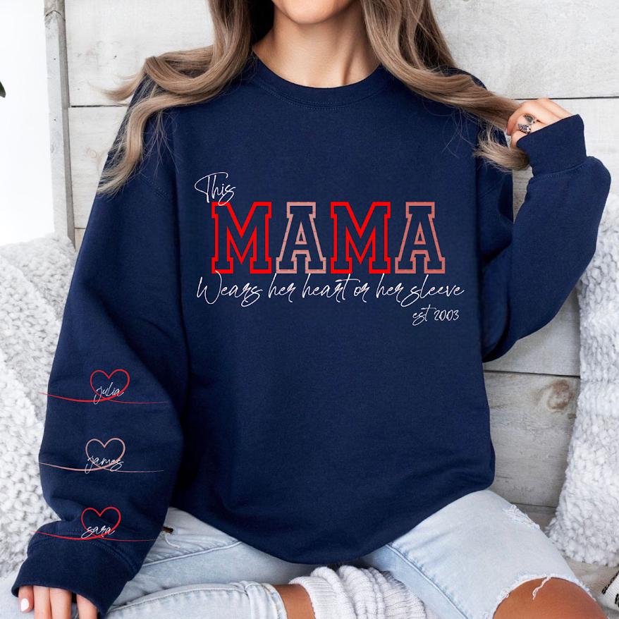 This mama wear her hearts on her sleeves Png file, Mothers day png, Mom and son, christian apparel,Digital download Png