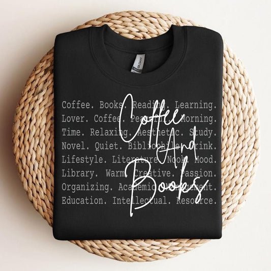 Coffee And Books Png, Book Lover Shirt, Coffee Lover Tee, Reader Gift Png, Bookish Aesthetic Tee, Bibliophile, Reading Lover Gift