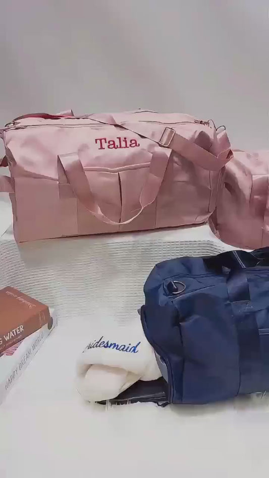 Weekend Bag with Name, Personalized Embroidered Bag, Initial Gym Bag, Overnight Bag, Adjustable Travel Bag